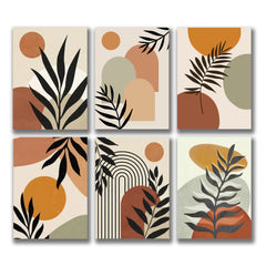 set of 6 abstract art wooden canvas frames for wall decoration / sticky photo tiles