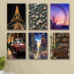 6 PC Wall Art Decor Cardboard Phototiles Durable Stylish Elegant And Modern Decorative Home And Office Collection