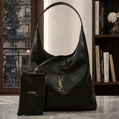 Luxury YSL Imported Tote Bag (Large Capacity) – High-Quality Black Leather Shoulder Bag with Pouch | Premium Designer Bag( without box)