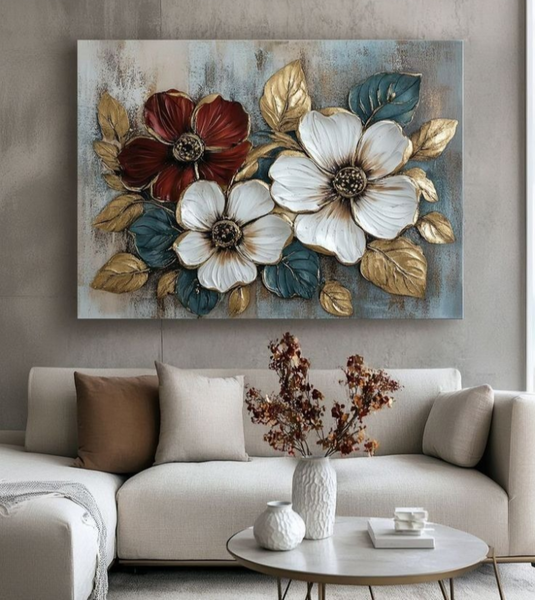 Floral Design Stickytiles Frame Providing Elegant Style Fresh Look  Home Decoration