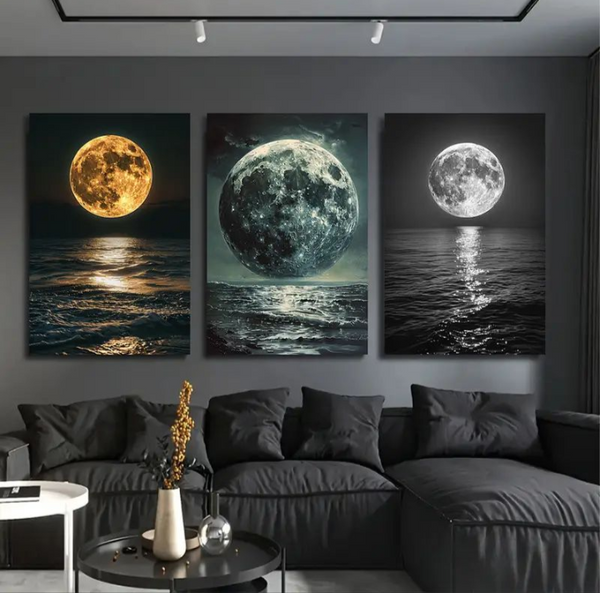 3pcs Moon Style Stickytiles Frames Providing Elegant Lunar Design Artistic Look Modern Appearance